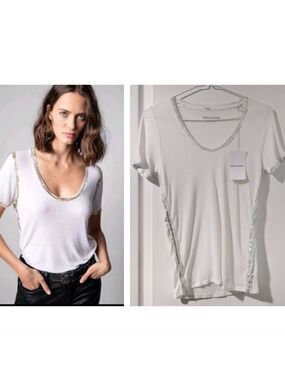Zadig & Voltaire | Tino Foil T-Shirt In White/Silver XS